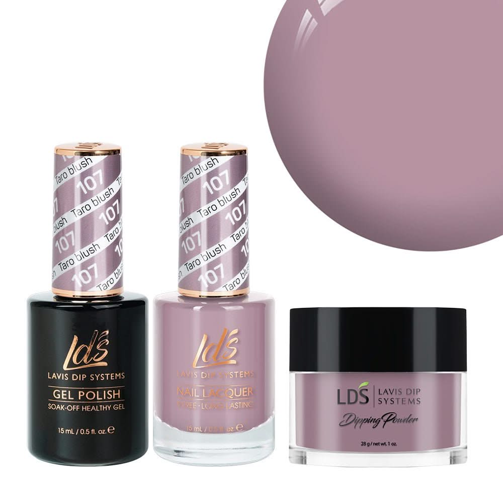 LDS 3 in 1 - 107 Taro Blush - Dip, Gel & Lacquer Matching - DTK Nail Supply