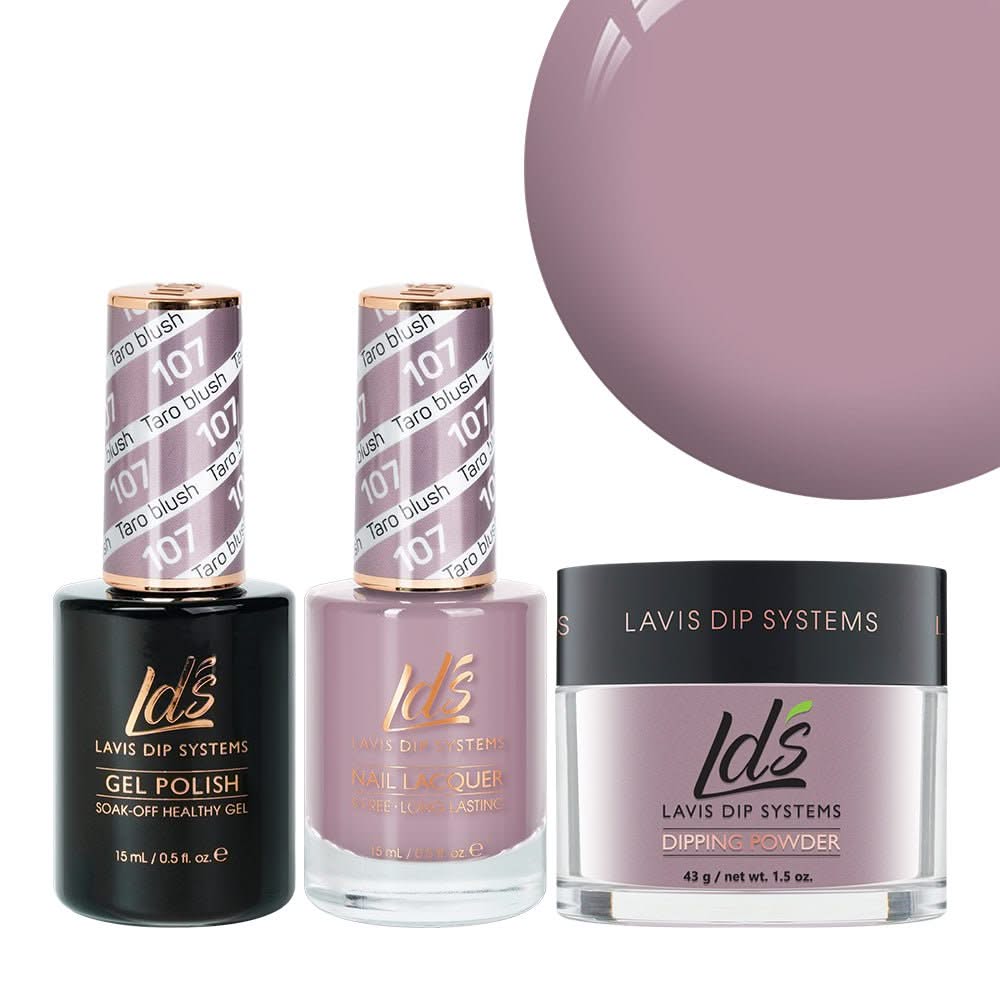 LDS 3 in 1 - 107 Taro Blush - Dip, Gel & Lacquer Matching - DTK Nail Supply