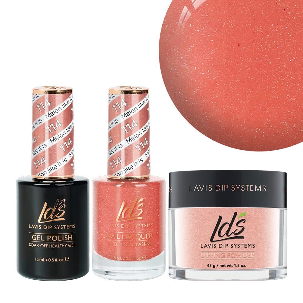 LDS 3 in 1 - 114 Melon Like It Is - Dip, Gel & Lacquer Matching - DTK Nail Supply