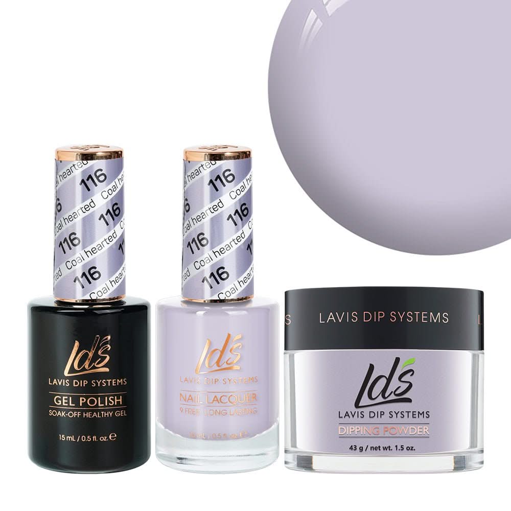 LDS 3 in 1 - 116 Coal Hearted - Dip, Gel & Lacquer Matching - DTK Nail Supply