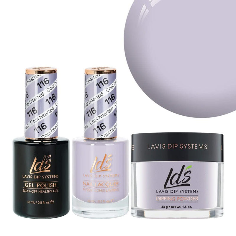 LDS 3 in 1 - 116 Coal Hearted - Dip, Gel & Lacquer Matching - DTK Nail Supply