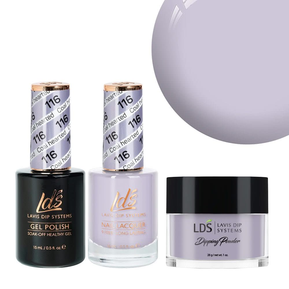 LDS 3 in 1 - 116 Coal Hearted - Dip, Gel & Lacquer Matching - DTK Nail Supply
