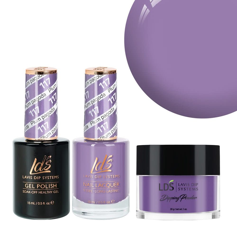 LDS 3 in 1 - 117 Plum Pagoda - Dip, Gel & Lacquer Matching - DTK Nail Supply