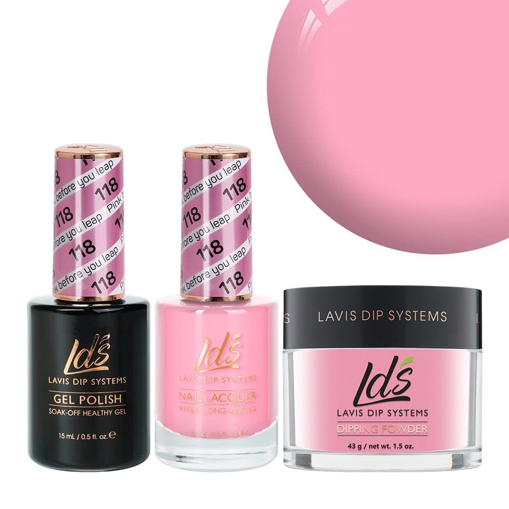 LDS 3 in 1 - 118 Pink Before You Leap - Dip, Gel & Lacquer Matching - DTK Nail Supply
