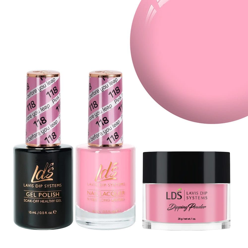 LDS 3 in 1 - 118 Pink Before You Leap - Dip, Gel & Lacquer Matching - DTK Nail Supply