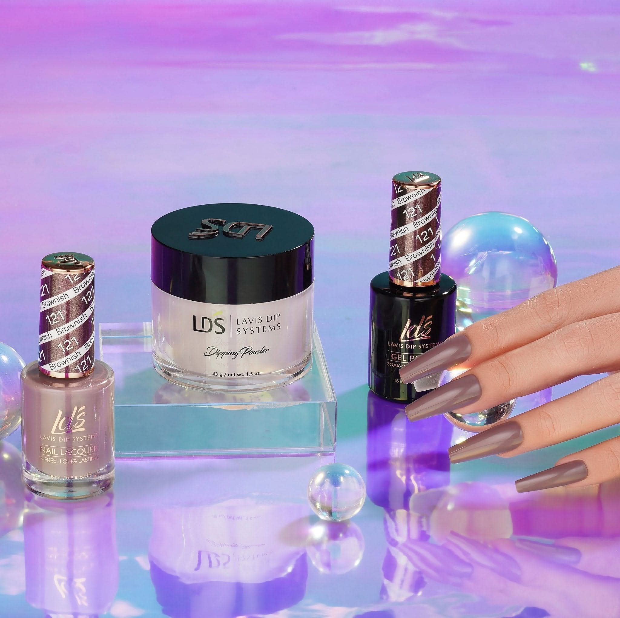 LDS 3 in 1 - 121 Brownish - Dip, Gel & Lacquer Matching - DTK Nail Supply