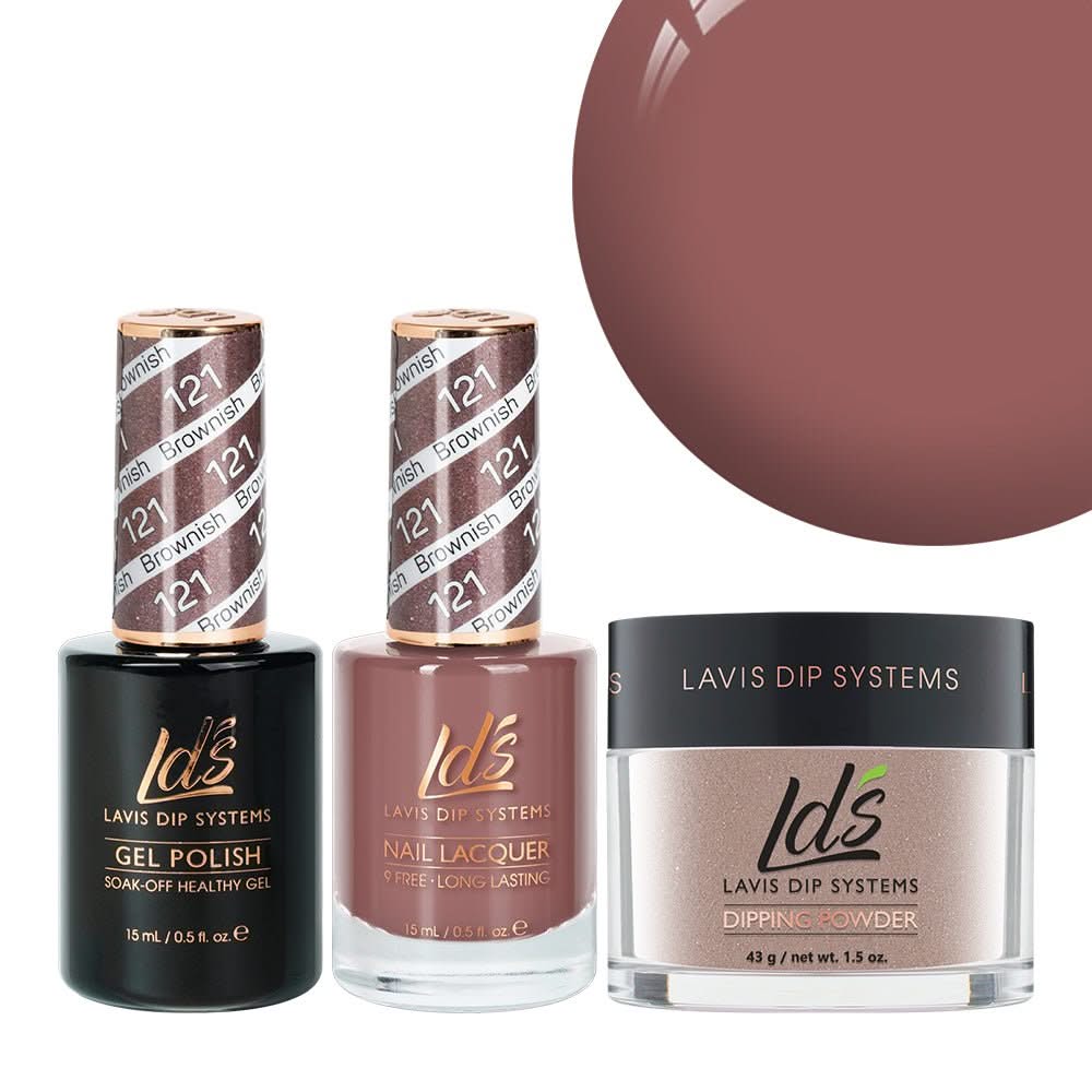 LDS 3 in 1 - 121 Brownish - Dip, Gel & Lacquer Matching - DTK Nail Supply