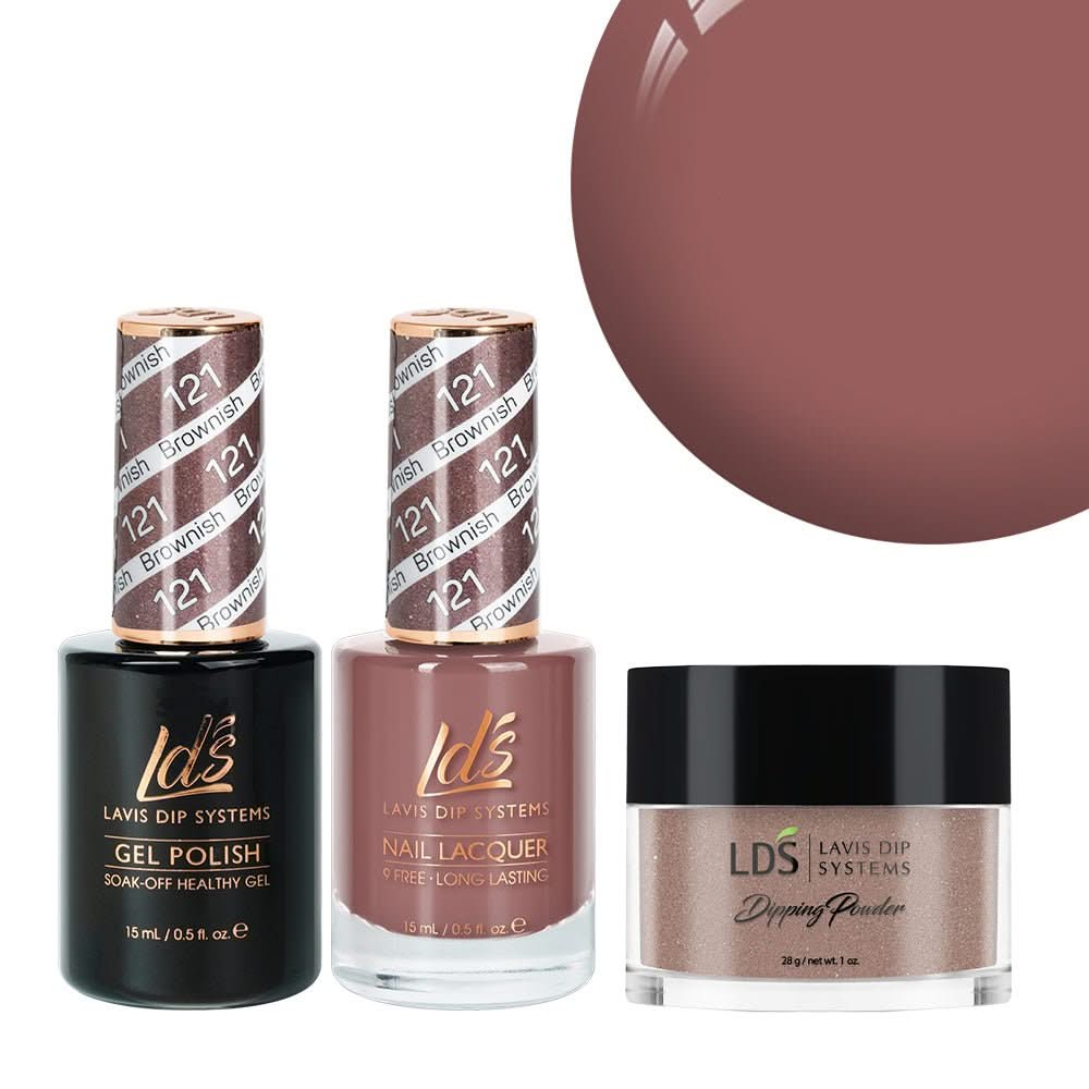 LDS 3 in 1 - 121 Brownish - Dip, Gel & Lacquer Matching - DTK Nail Supply