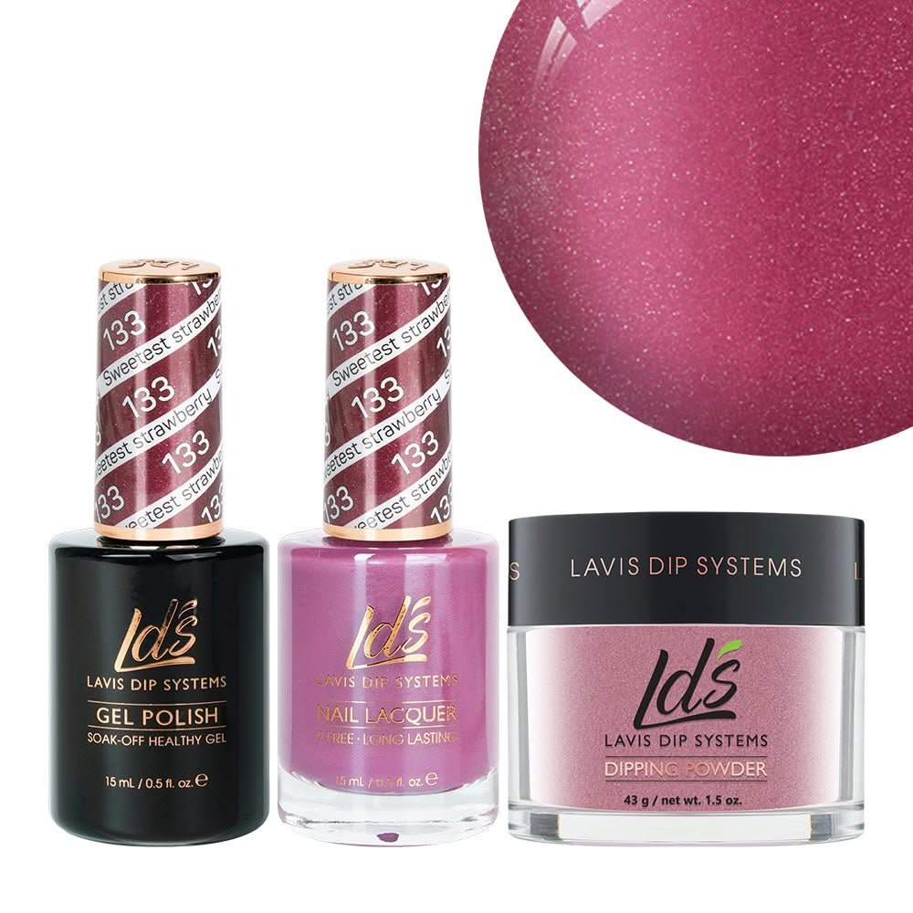LDS 3 in 1 - 133 Sweetest Strawberry - Dip, Gel & Lacquer Matching - DTK Nail Supply