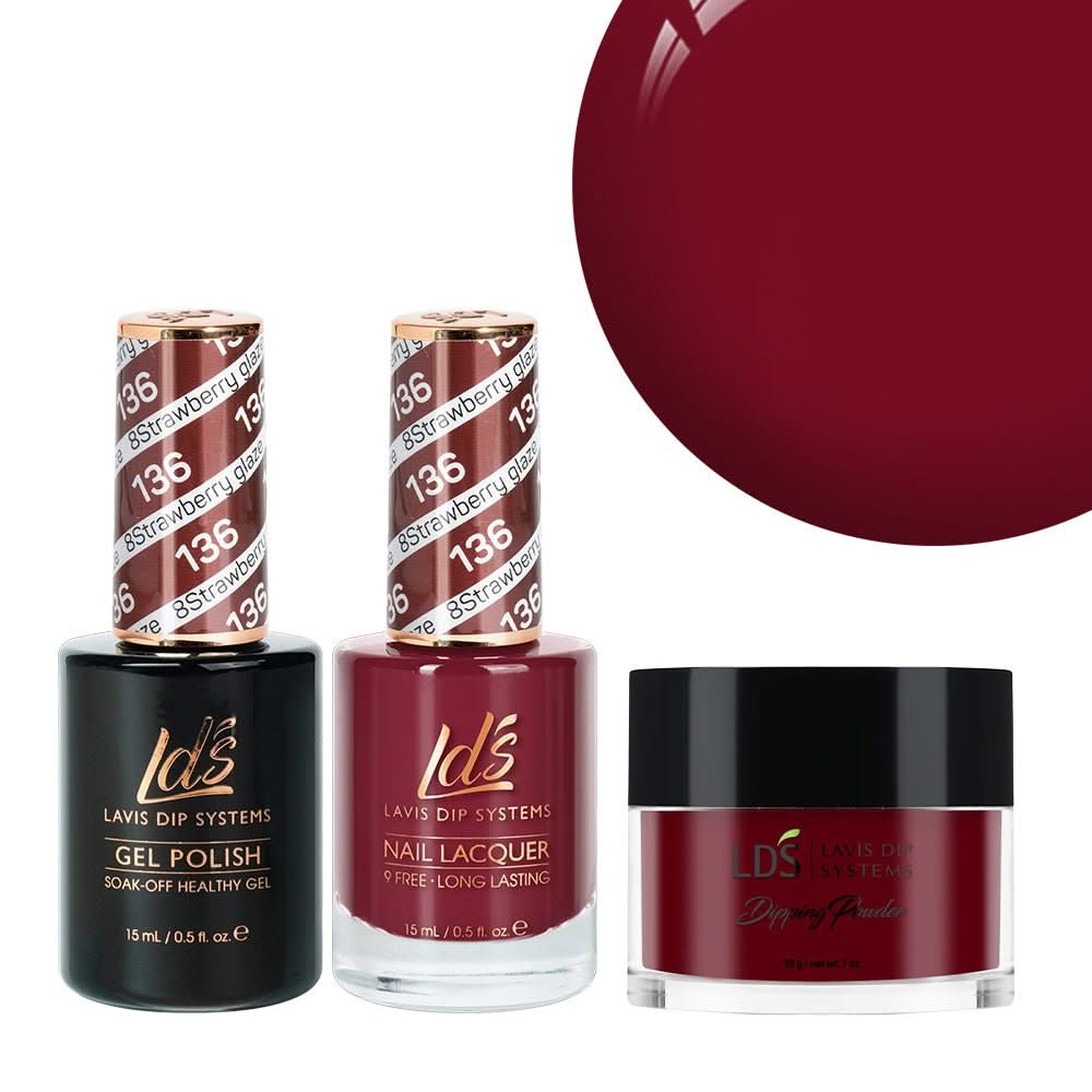 LDS 3 in 1 - 136 Strawberry Glaze - Dip, Gel & Lacquer Matching - DTK Nail Supply