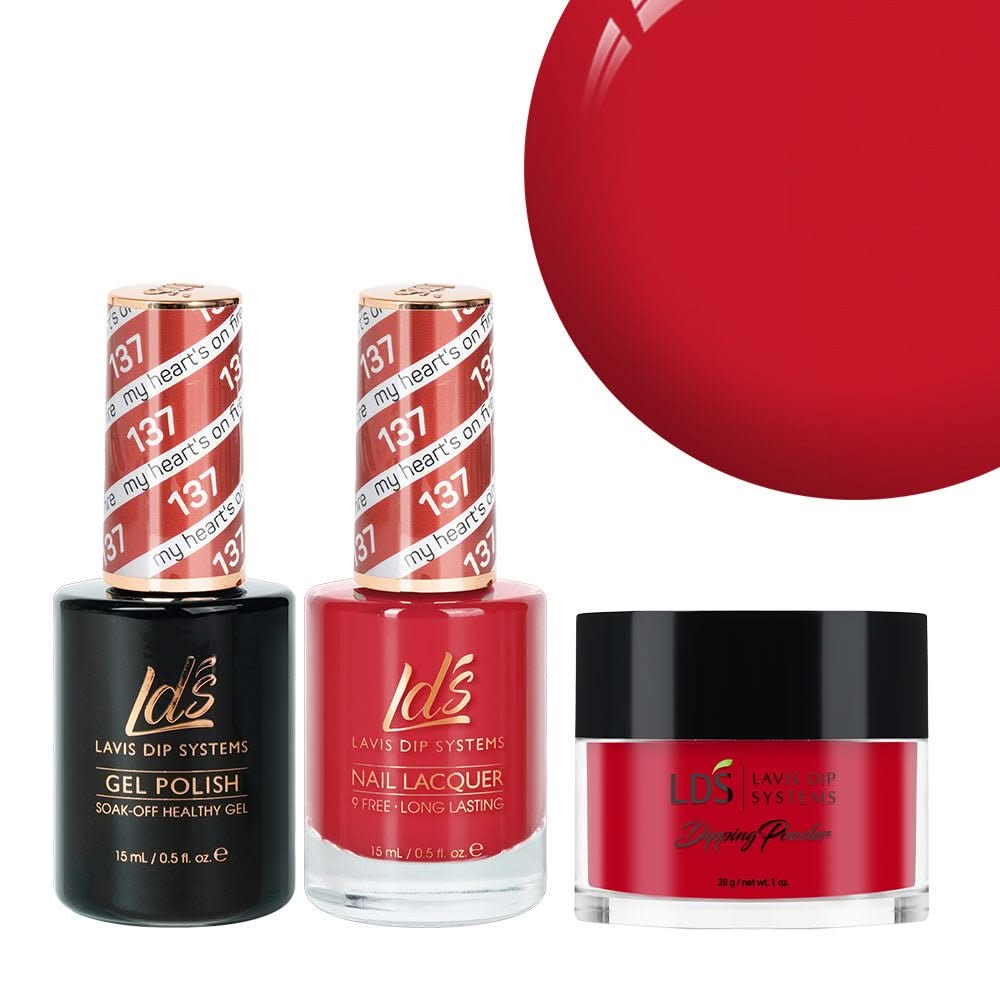 LDS 3 in 1 - 137 My Heart's On Fire - Dip, Gel & Lacquer Matching - DTK Nail Supply