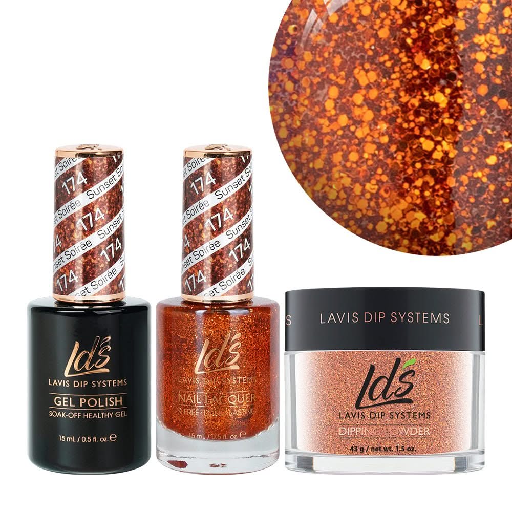 LDS 3 in 1 - 174 Sunset Soirée - Dip, Gel & Lacquer Matching - DTK Nail Supply
