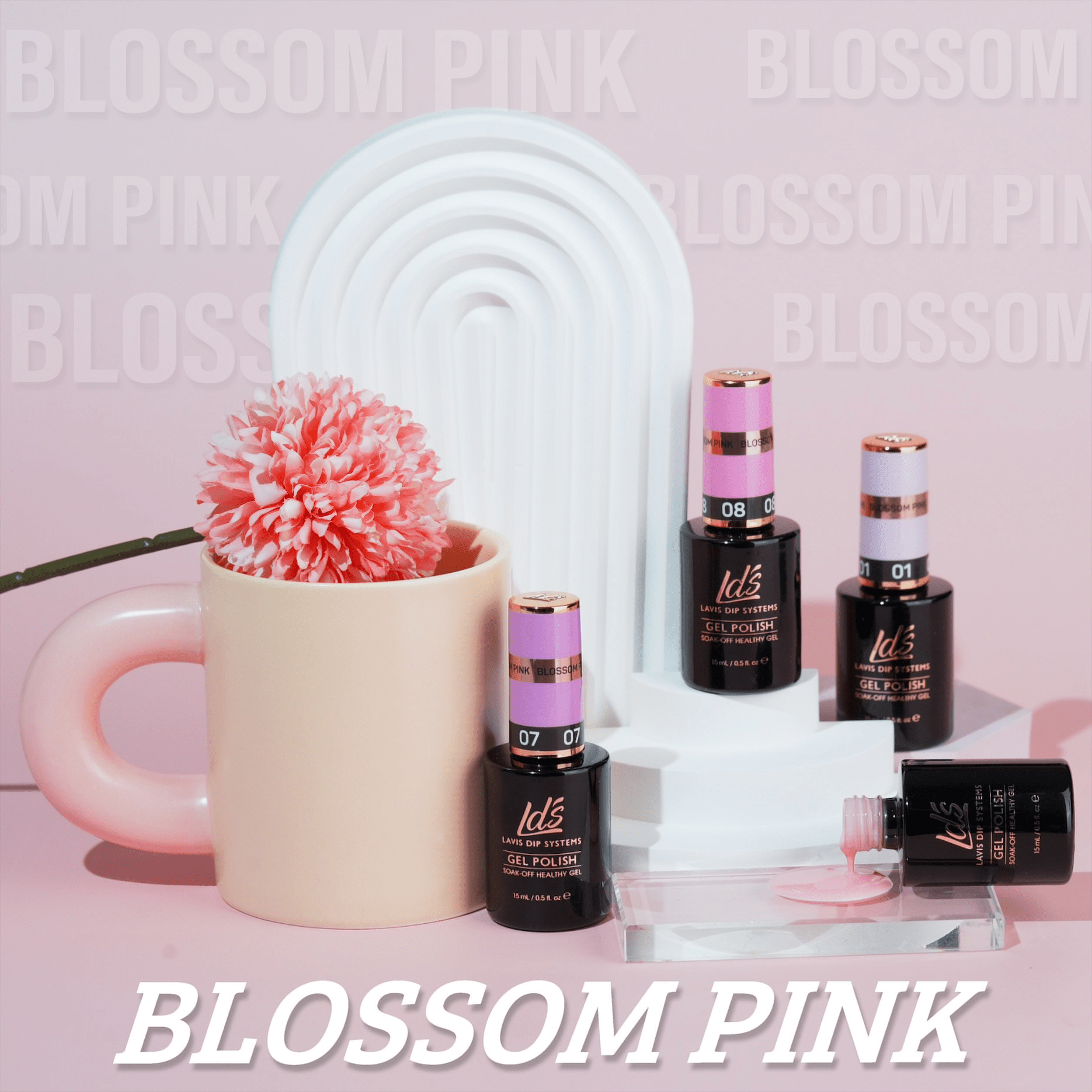 LDS BP Set 12 Colors - Blossom Pink Collection - DTK Nail Supply