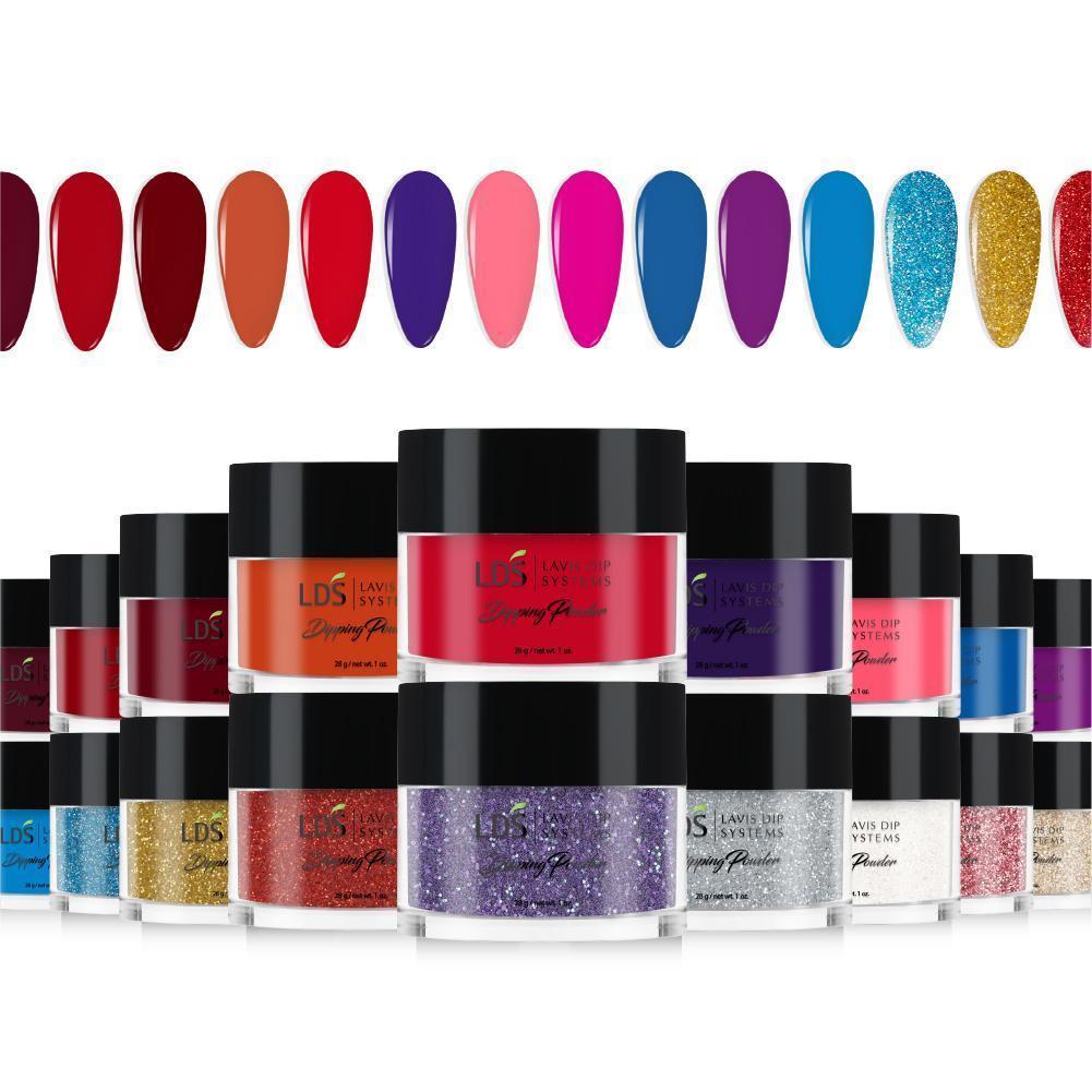 LDS Dipping Powder Color 1oz/ea - Ombre Glitter Kit 3 (30 Colors): 13, 23, 33, 37, 42, 79, 86, 87, 111, 113, 120, 161 - > 179 - DTK Nail Supply