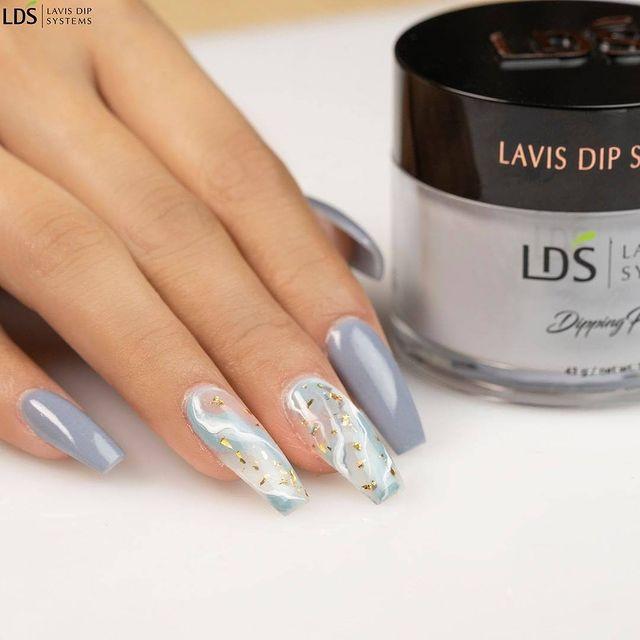 LDS Dipping Powder Nail - 009 Smoke Blue - DTK Nail Supply