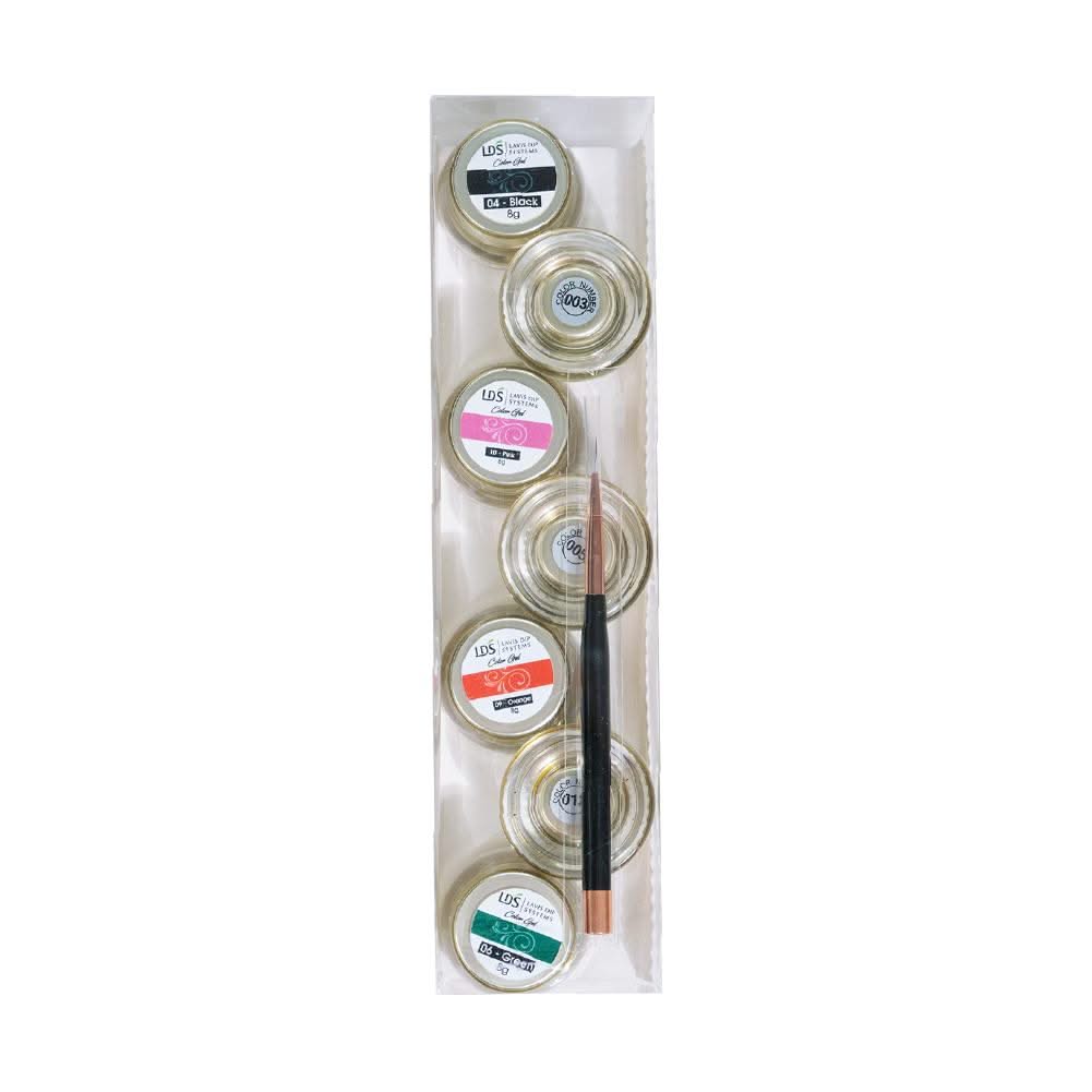 LDS Draw Painting Gel Nails Polish Nail Art Kit (03, 04, 05, 06, 09, 10, 12 and 1 Liner Brush) - DTK Nail Supply