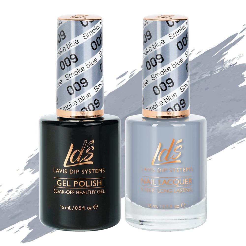 LDS Gel Nail Polish Duo - 009 Smoke Blue - DTK Nail Supply