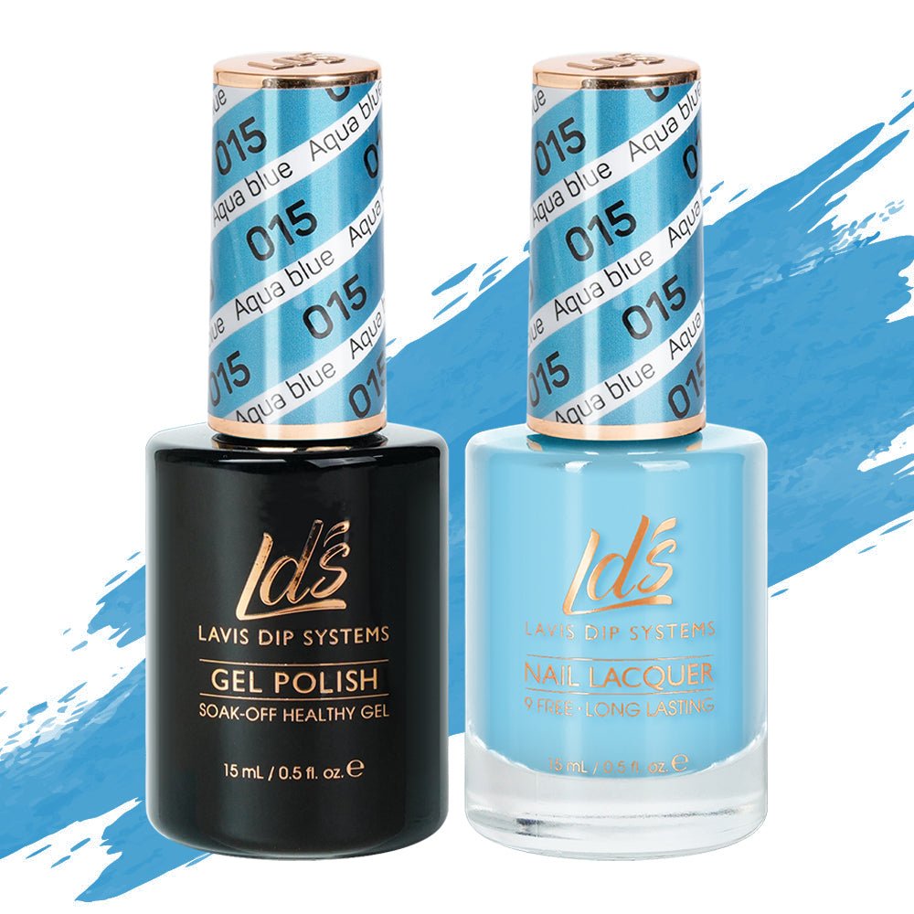 LDS Gel Nail Polish Duo - 015 Aqua Blue - DTK Nail Supply