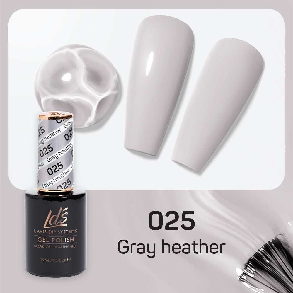 LDS Gel Nail Polish Duo - 025 Gray Heather - DTK Nail Supply