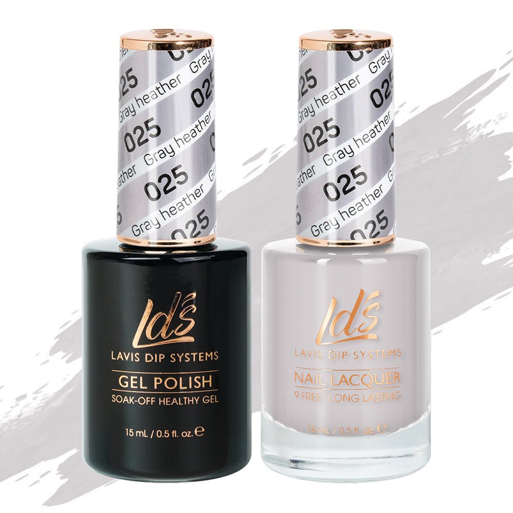 LDS Gel Nail Polish Duo - 025 Gray Heather - DTK Nail Supply