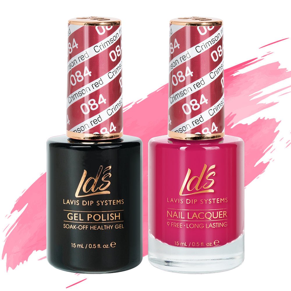 LDS Gel Nail Polish Duo - 084 Crimson Red - DTK Nail Supply