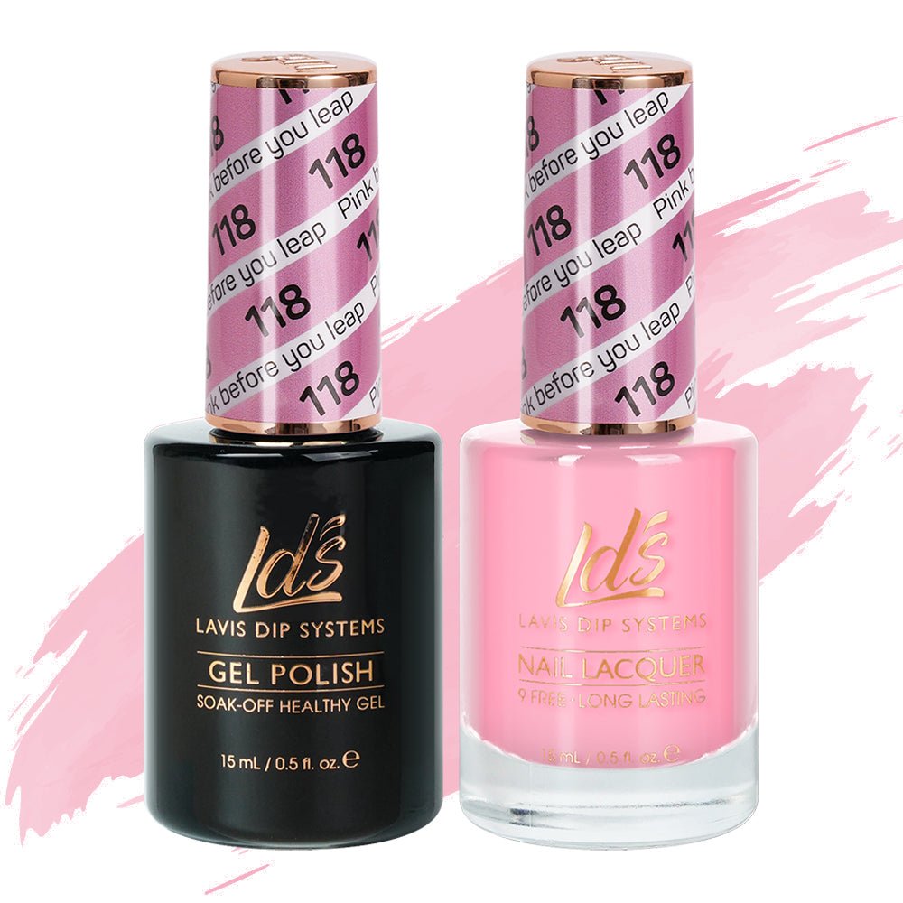 LDS Gel Nail Polish Duo - 118 Pink Before You Leap - DTK Nail Supply