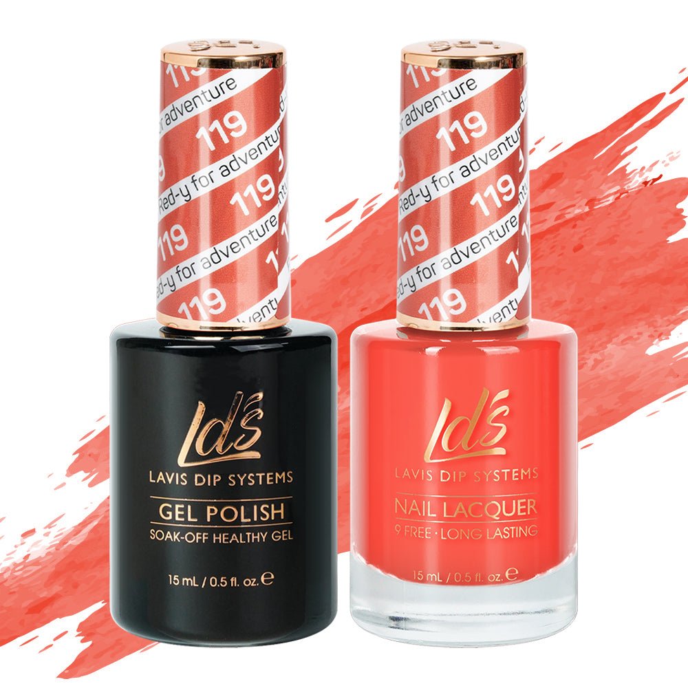 LDS Gel Nail Polish Duo - 119 Red - Y For Adventure - DTK Nail Supply