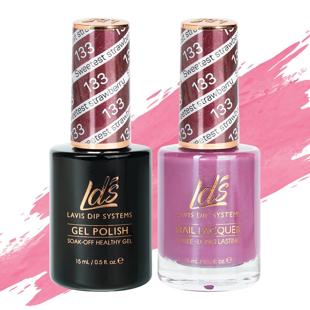 LDS Gel Nail Polish Duo - 133 Sweetest Straberry - DTK Nail Supply
