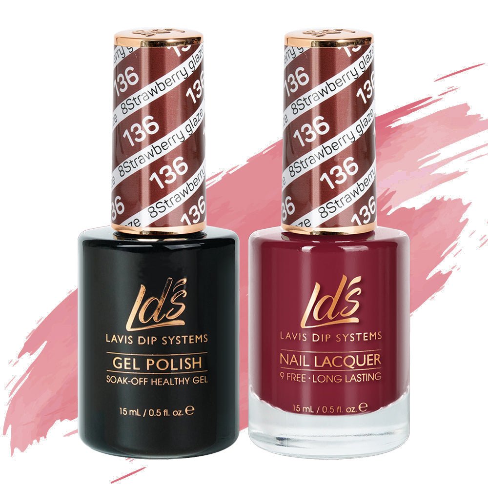 LDS Gel Nail Polish Duo - 136 Strawberry Glaze - DTK Nail Supply