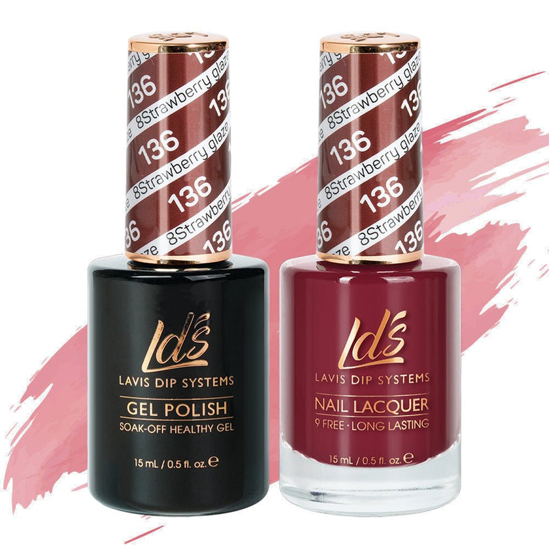 LDS Gel Nail Polish Duo - 136 Strawberry Glaze - DTK Nail Supply