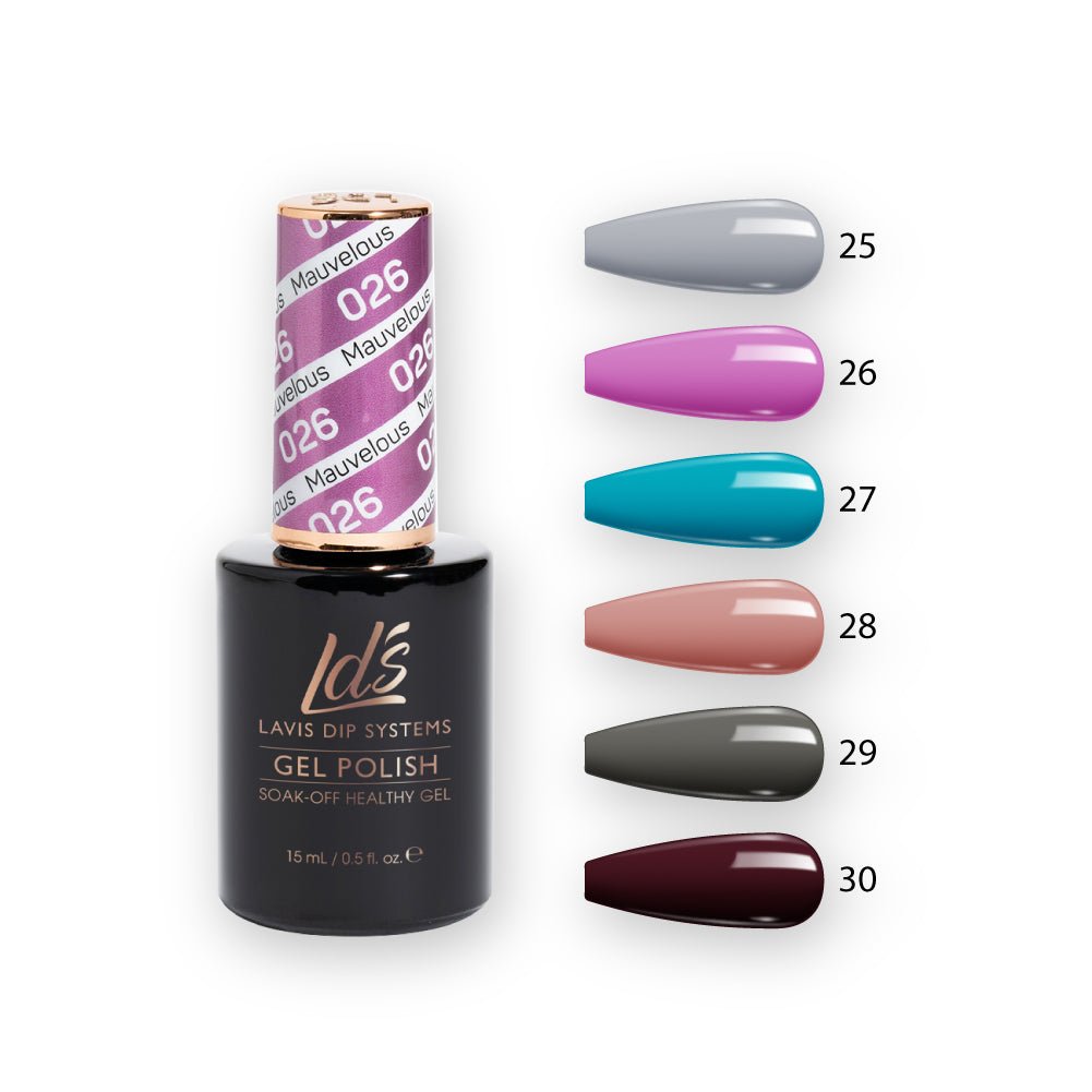 LDS Gel Polish Set (6 colors): 025 to 030 - DTK Nail Supply