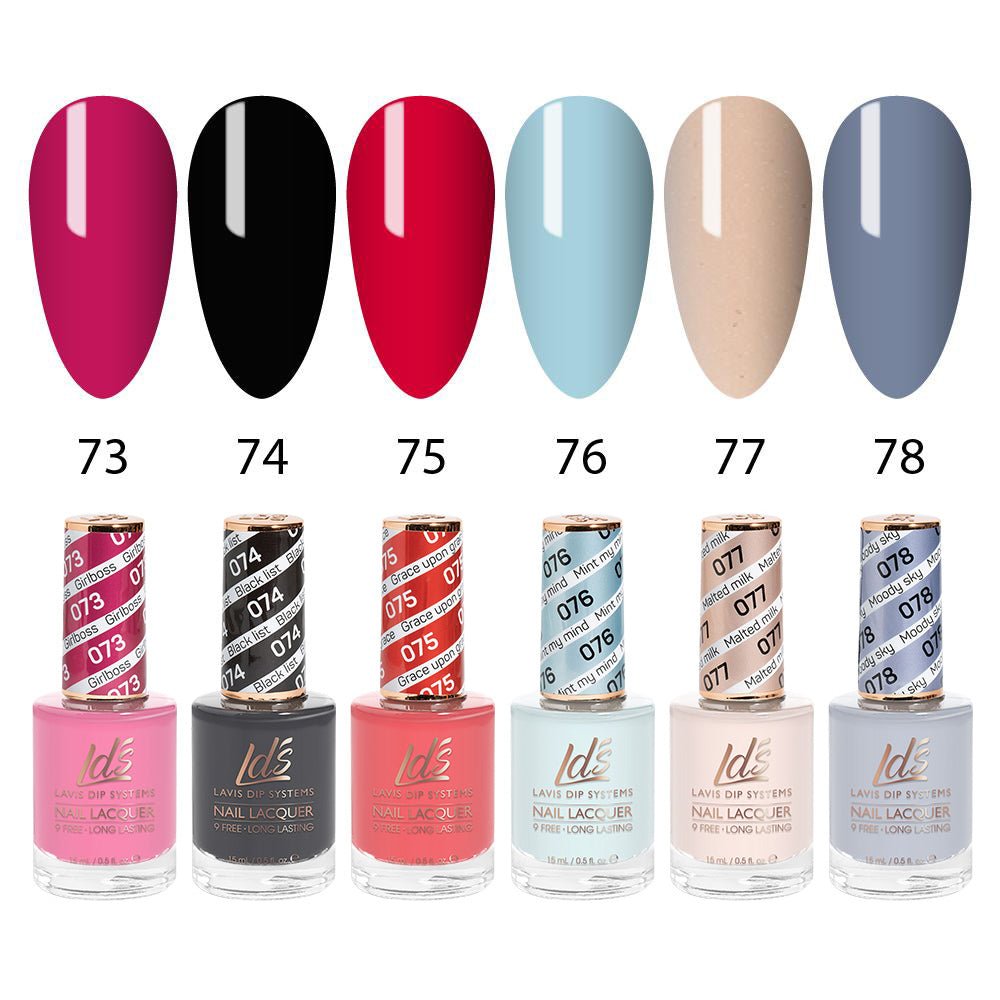 LDS Healthy Nail Lacquer Set (6 colors): 073 to 078 - DTK Nail Supply