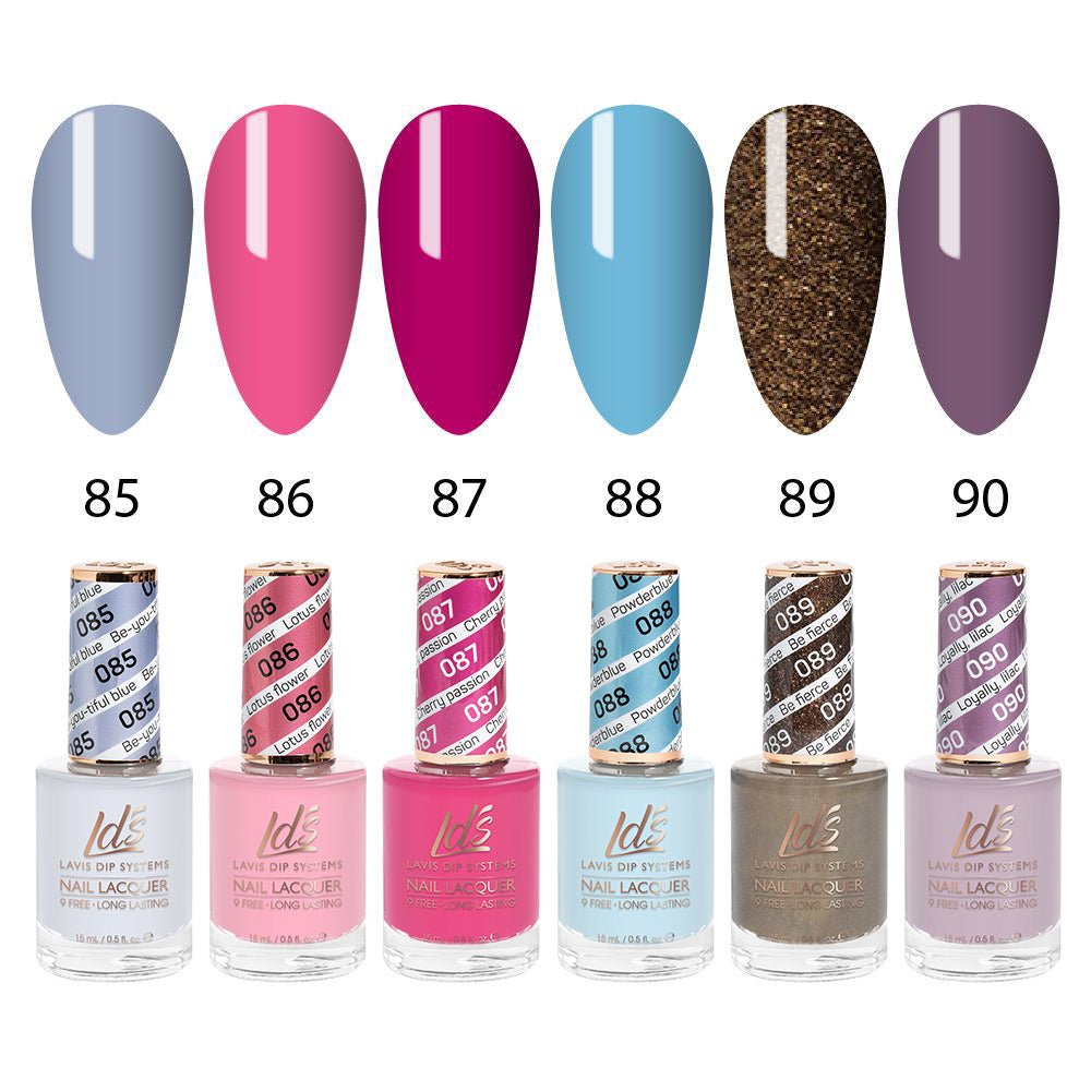 LDS Healthy Nail Lacquer Set (6 colors): 085 to 090 - DTK Nail Supply