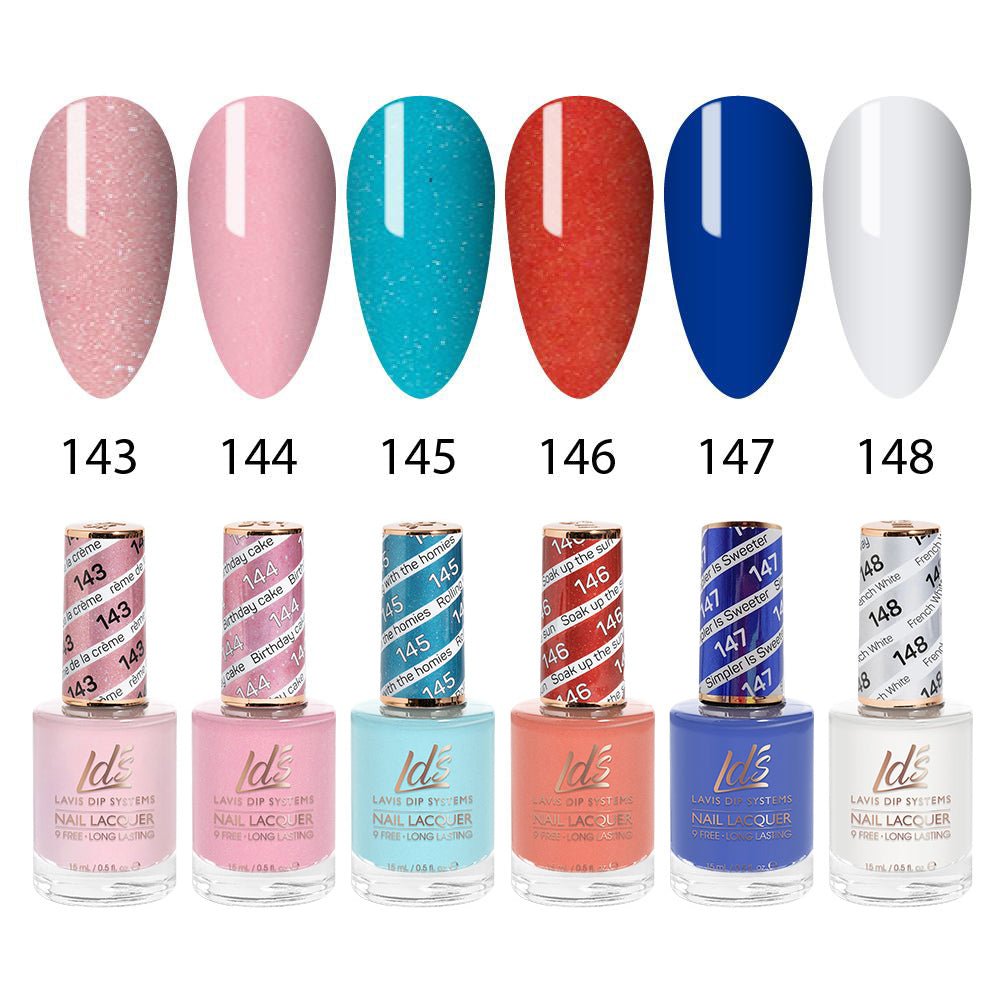 LDS Healthy Nail Lacquer Set (6 colors): 143 to 148 - DTK Nail Supply