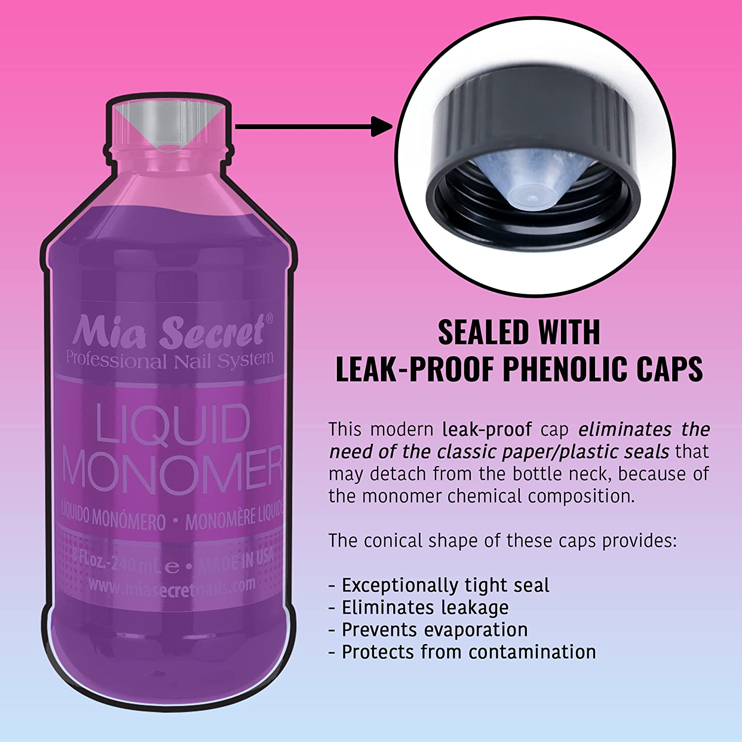 Mia Secret Liquid Monomer - 16oz - DTK Nail Supply