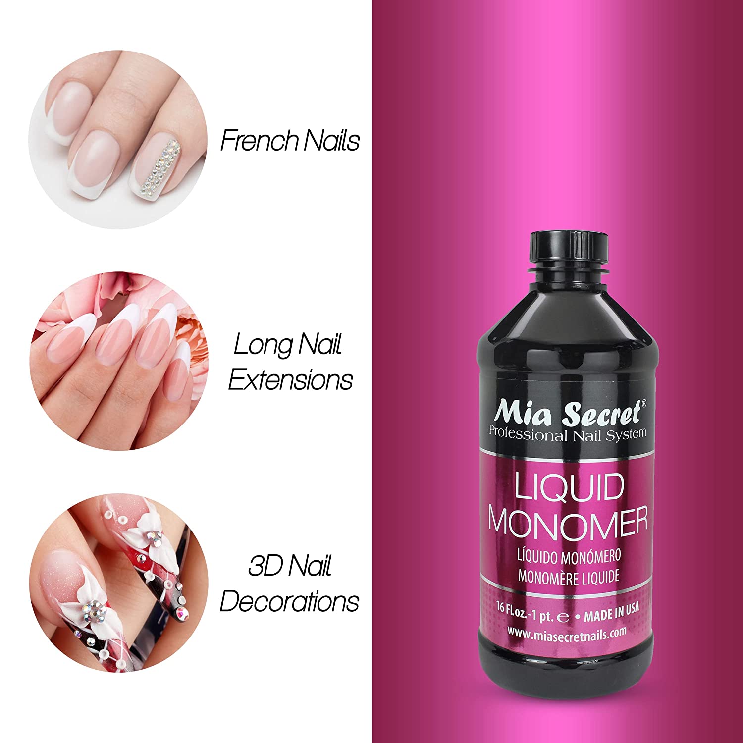 Mia Secret Liquid Monomer - 16oz - DTK Nail Supply