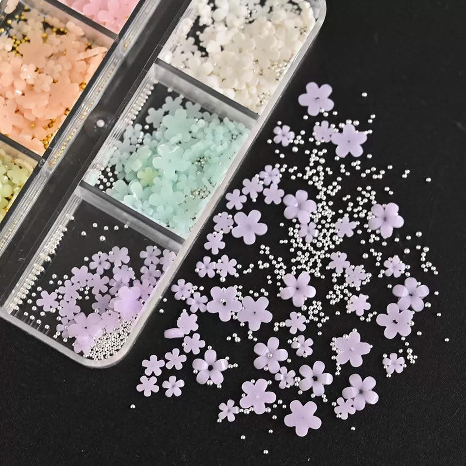 Mixed Acrylic Flower & Pearl Bead Set - 01 - Cutesy - DTK Nail Supply