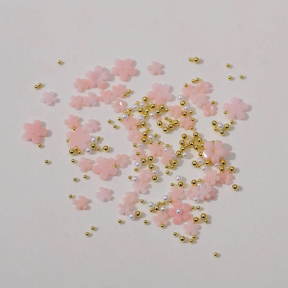 Mixed Acrylic Flower & Pearl Bead Set - 01 - Cutesy - DTK Nail Supply