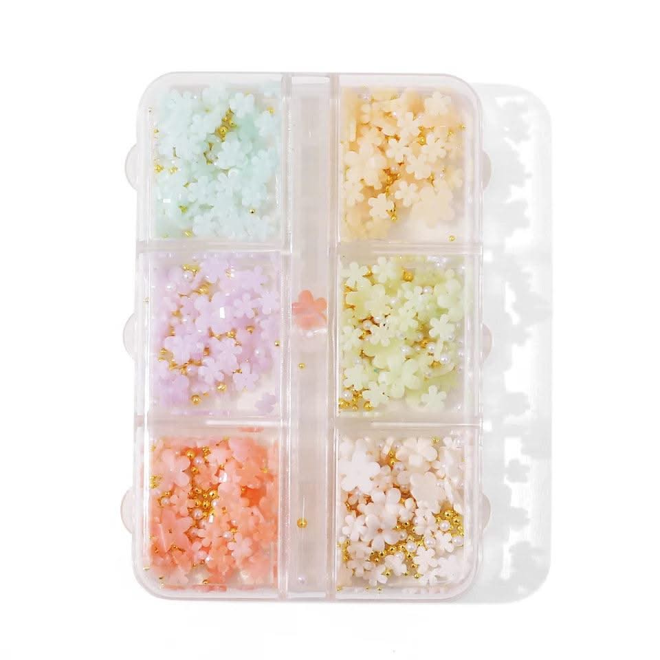 Mixed Acrylic Flower & Pearl Bead Set - 01 - Cutesy - DTK Nail Supply