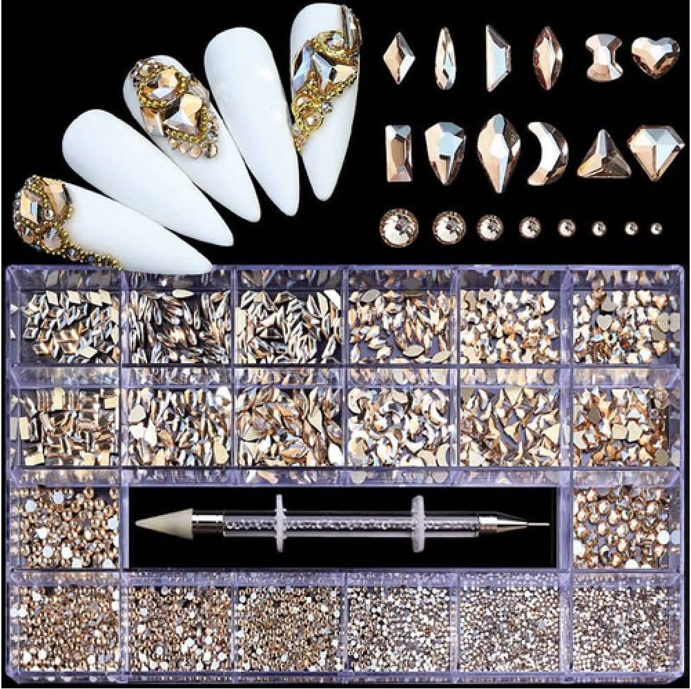 Multi - Sized and Multi - Shaped Rhinestone Set with Dotting Pen - Set D - DTK Nail Supply