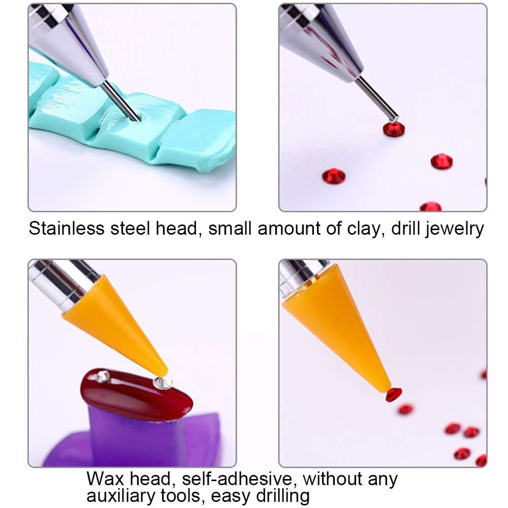 Rhinestone Dual - ended Wax Dotting Pen - Pink - DTK Nail Supply
