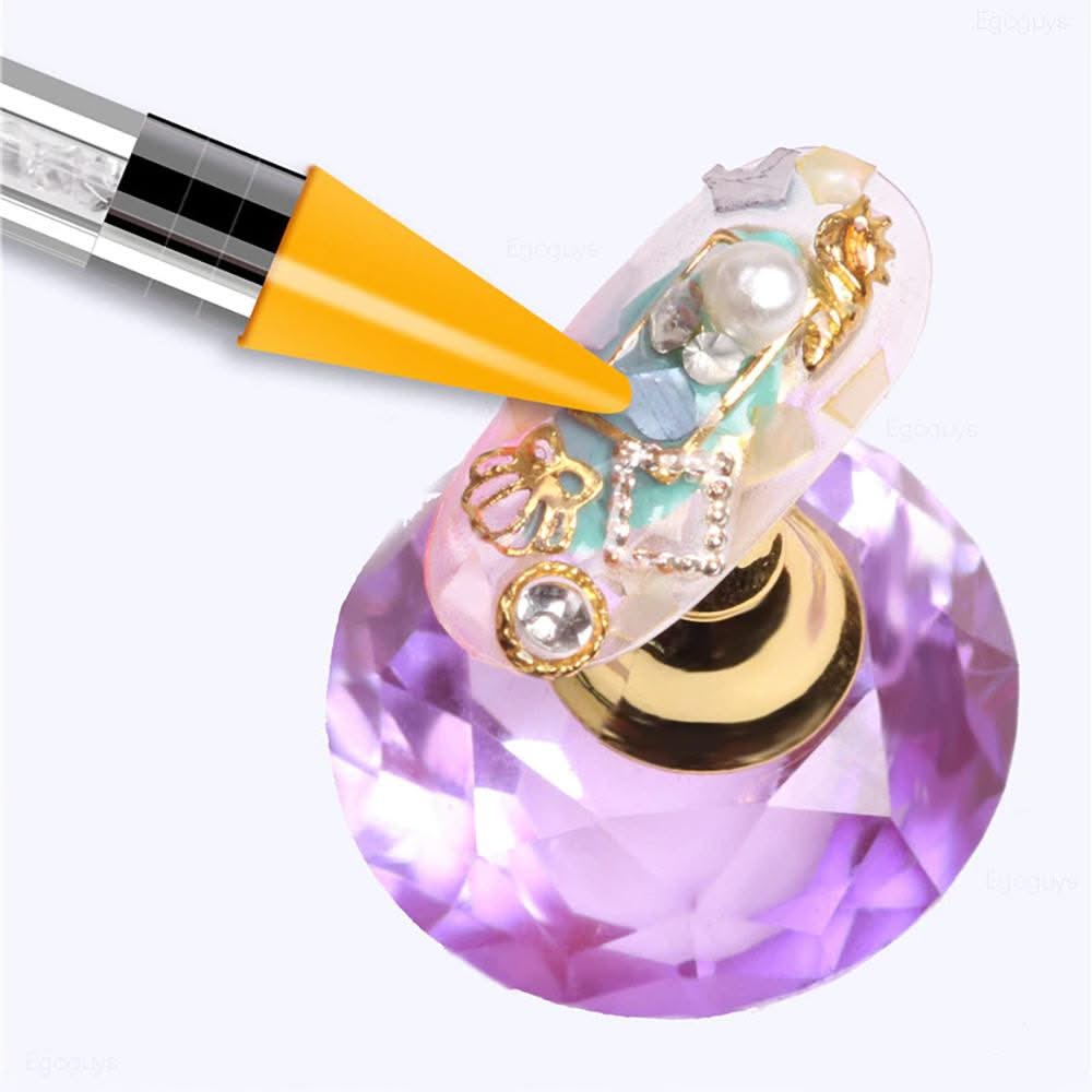 Rhinestone Dual - ended Wax Dotting Pen - Pink - DTK Nail Supply
