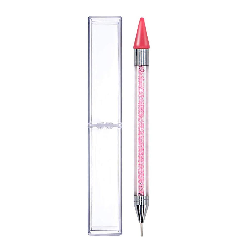 Rhinestone Dual - ended Wax Dotting Pen - Pink - DTK Nail Supply