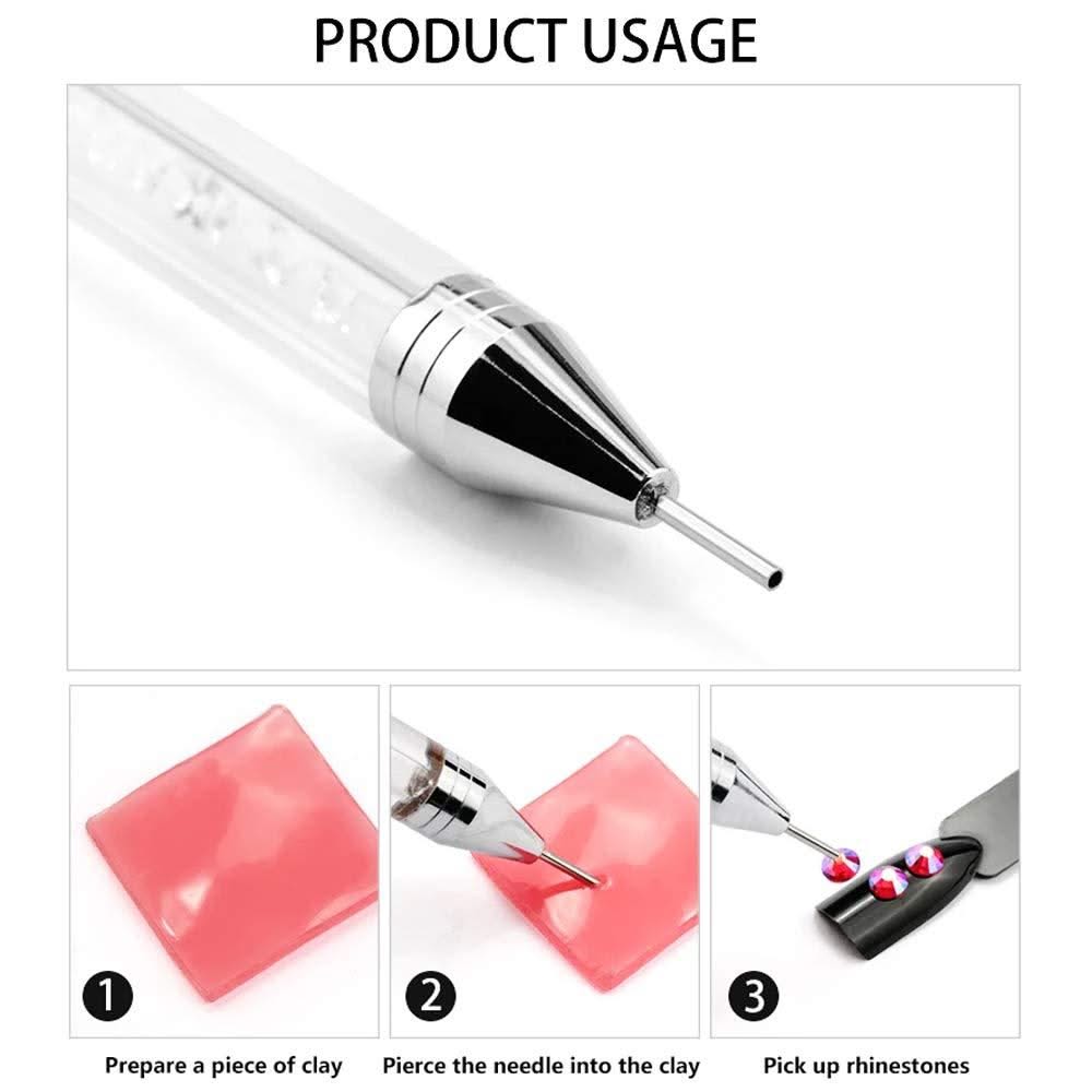 Rhinestone Dual - ended Wax Dotting Pen - Pink - DTK Nail Supply