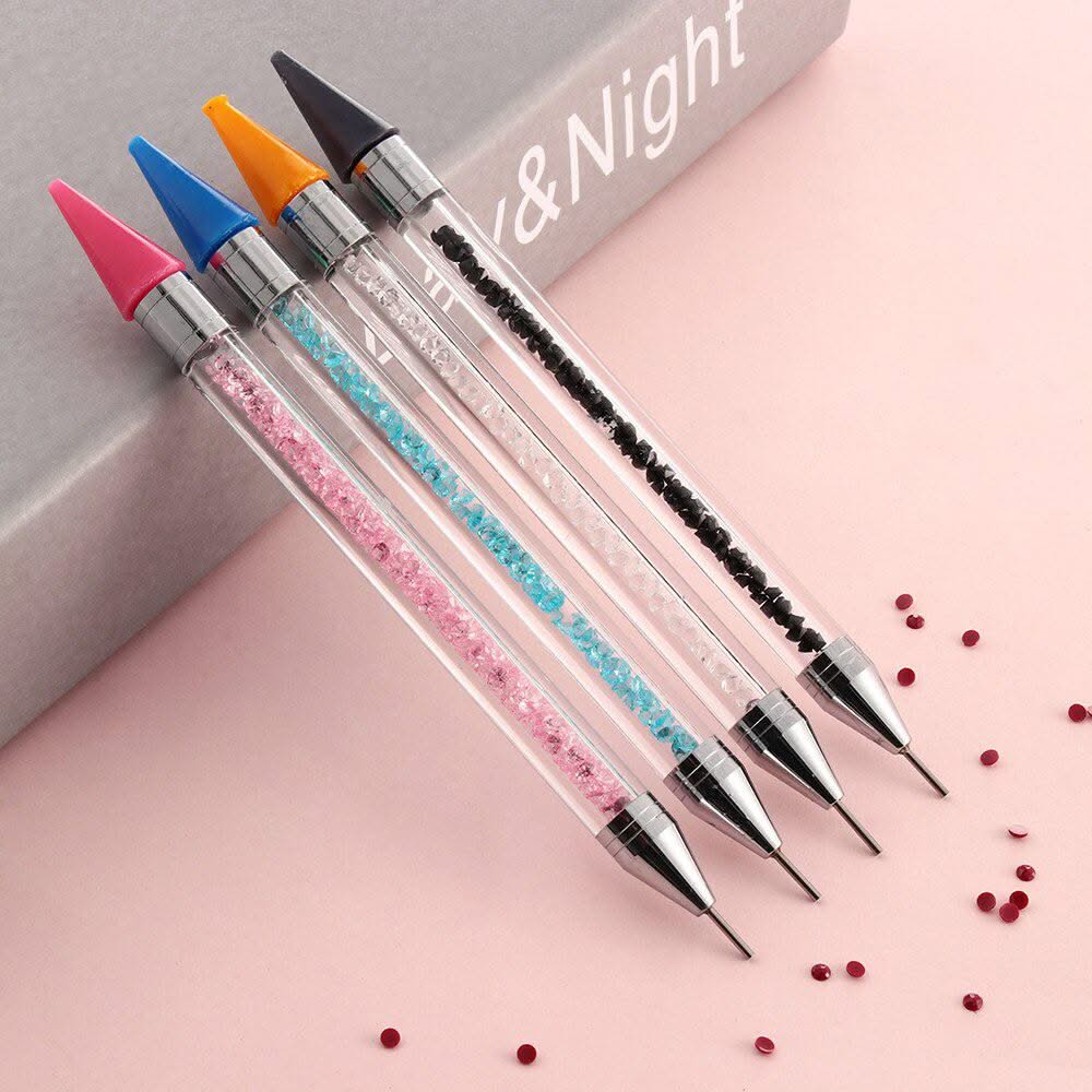 Rhinestone Dual - ended Wax Dotting Pen - Pink - DTK Nail Supply