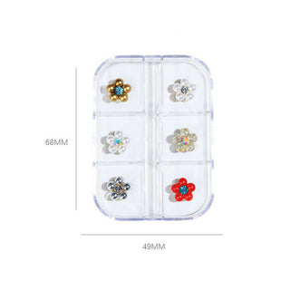  Flower Ornament 6 Grid Pack - Alloy Flowers by Classy Nail Art sold by DTK Nail Supply