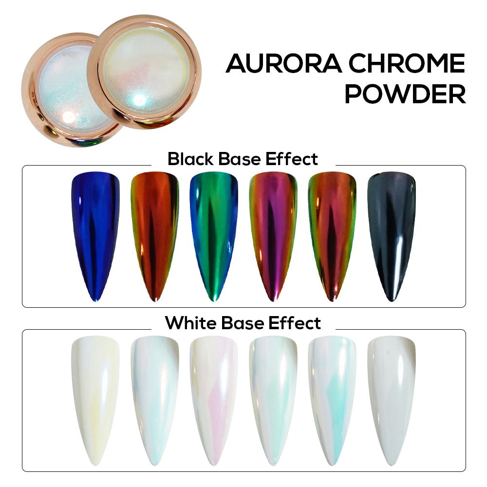 Set Aurora Chrome Powder: Pearl - 5 colors (01, 02, 03, 04 & 05) - DTK Nail Supply
