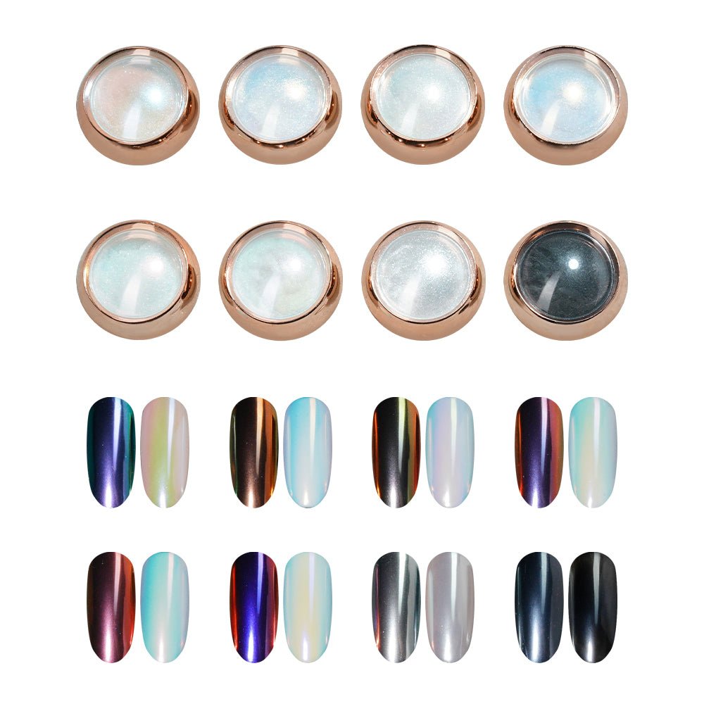 Set Aurora Galaxy Chrome Nail Powder: 06 - 12, BLACK - DTK Nail Supply