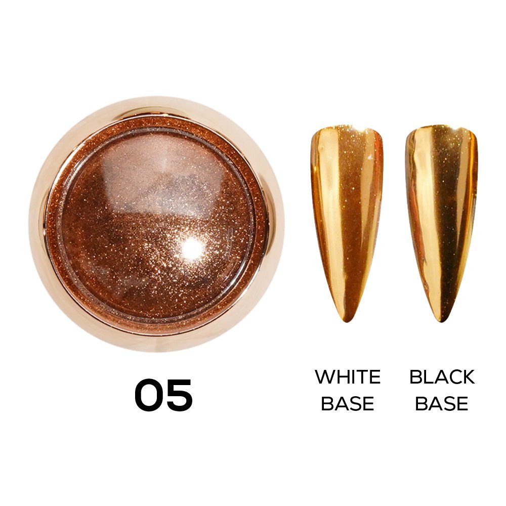 Set Classic Chrome Nail Powder - 6 Colors - DTK Nail Supply