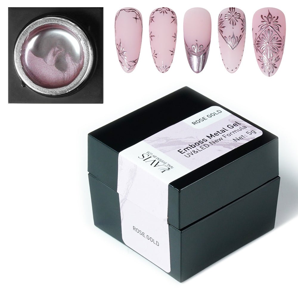 Set Emboss Gel Polish Nail Art 5 Colors - 5g - DTK Nail Supply